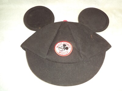 VTG Mickey Mouse Ears Cap hat Walt Disney World Red patch Adult Cotton Snapback-image