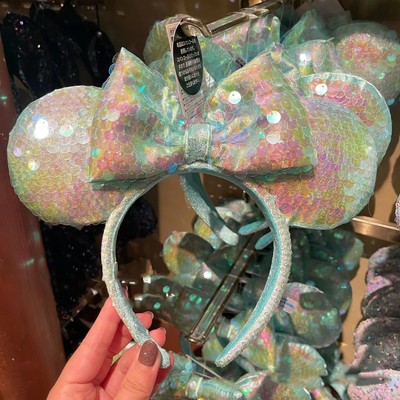 DisneyParks Green Minnie Ears Iridescent Little Mermaid Ariel Headband 2022-image