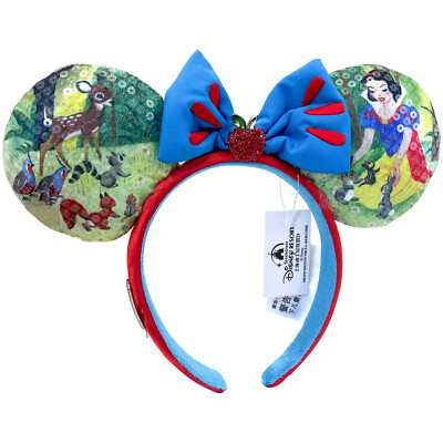DisneyParks 100 Decades Snow White Minnie Mouse Blue Bow Ears Headband Ears-image