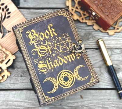 Leather Journal Notebook book of Shadows  Antique paper--image