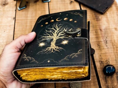 leather journal, Print Tree of Life Journal, Blank spell book book of shadows -image