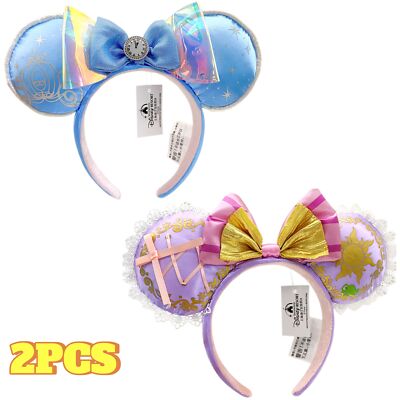 Disney~Cinderella Carriage Midnight Clock Ears+Rapunzel Tangled Pascal Ears 2pcs-image