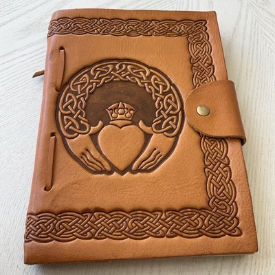 Irish Celtic Genuine Leather Bound Journal Snap Lock Made in Ireland Gaelic-image