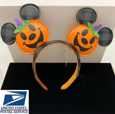 Disney Parks Mickey Halloween Pumpkin Headband Ears Jack O' Lantern Cute-image