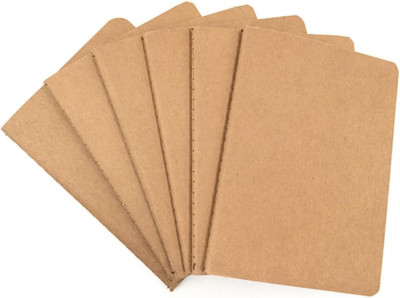 Pocket Notebook 6 Pack Brown Softcover Thread-Bound Small Notebook Journal Di...-image