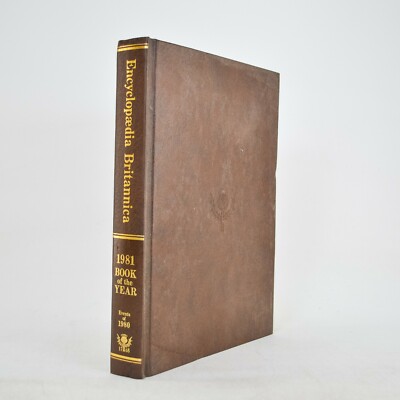 Encyclopedia Britannica Book of the Year 1981 Brown Leather HC VGC-image