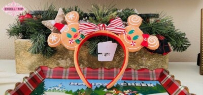 Girl Holiday Disney Parks Minnie Ears Bow Christmas Gingerbread Headband💞-image