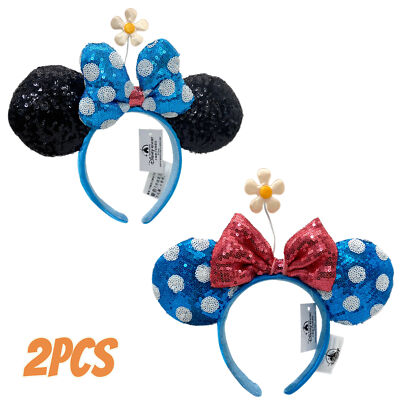 Disney-White Polka Dot Blue Bow Black Ears&Red Bow White Polka Dot Blue Headband-image
