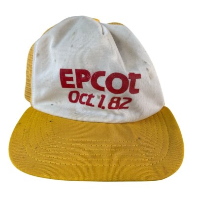 Vintage EPCOT Oct 1 1982 Yellow Trucker Snapback Hat Walt Disney World Promo-image