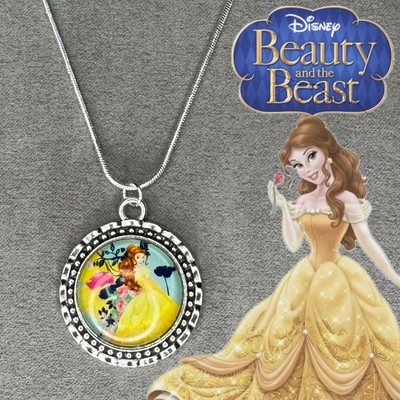 BELLE Beauty & The Beast 925 Silver Necklace +Handmade Cabochon Pendant Gift✨NEW-image