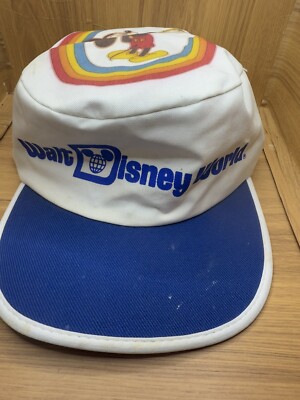 VTG Walt Disney World Mickey Mouse Atlas USA Made White Conductors Hat Cap Adult-image