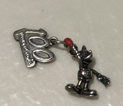 vtg walt disney world mickey 925 silver charm “100 Years of Magic”-image