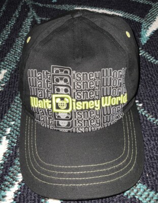 Disney Parks Walt Disney World WDW Neon Yellow Logo Black Baseball Cap Hat-image