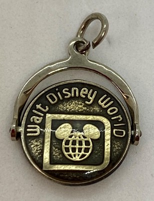 Sterling Walt Disney World Mickey Spinner Pendant Charm RARE Black-image