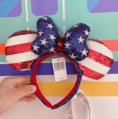 US Disney·Parks American Flag Stars Stripes Mickey Minnie Bow Ears Headband-image
