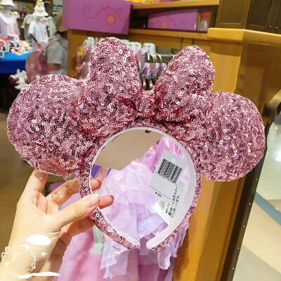 Japan Tokyo Disney Parks Resort Ears Headband Minnie limited Ribbon Sequin Pink-image