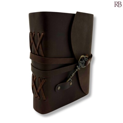 Vintage Leather-Bound Journal with Antique Key Closure  [Leather Crafted]-image