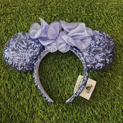 Disney-Parks Purple Hydrangea Blue Iris Minnie Ears Sequin Headband-image