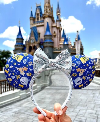 WDW Parks Icons & Silver Sequin Bow HANDMADE Mouse Ears.-image