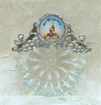 Walt Disney World Vintage Glass Coin Tray Jewelry Dish Ash Tray Park Exclusive-image