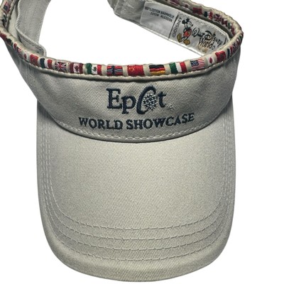 WALT DISNEY WORLD EPCOT WORLD SHOWCASE COUNTRY FLAGS TAN SUN VISOR HAT-image