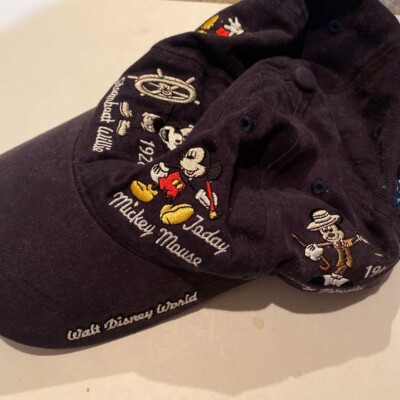 Walt Disney World Mickey Mouse Adjustable Baseball Cap black Embroidery VG cond-image