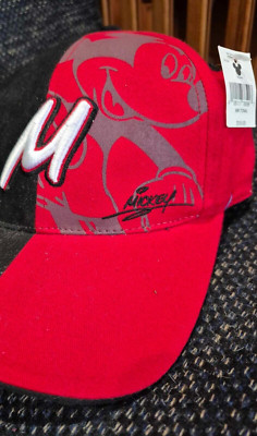  Mickey Mouse Black Red Adjustable Hat Cap Unisex NWT Walt Disney World-image