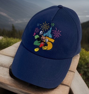 2025 Walt Disney World Parks Mickey Castle Fireworks Adult Blue Baseball Hat EUC-image