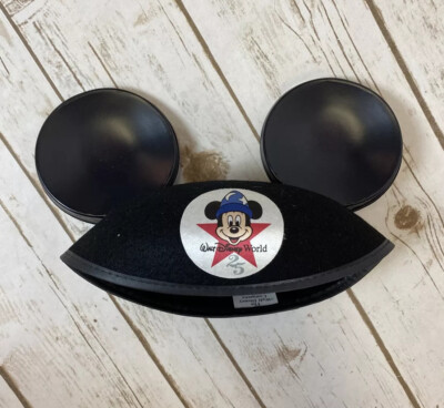 Vtg Walt Disney World Mickey Mouse Black Felt Cap Hat 25 Years Made USA Jacobson-image
