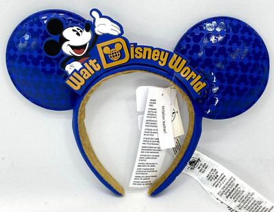 2022 Walt Disney World Blue Sign Mickey Minnie Ears Headband-image