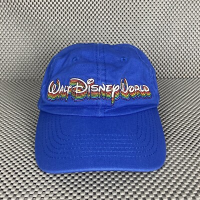 Disney Walt Disney World Hat Cap Adult One Size Blue Rainbow Adjustable Strap-image