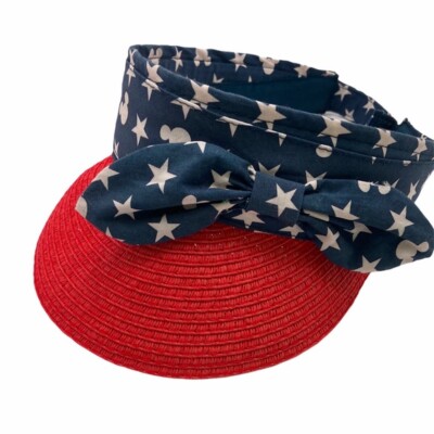 Disney Parks Visor hat bow Americana Hidden Mickey 59cm New July 4th stars beach-image