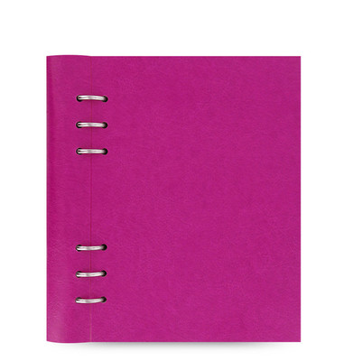 Filofax A5 Clipbook Leather-Look Refillable Notebook Diary Book Fuchsia Rose Red-image
