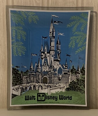 Vintage Souvenir Walt Disney World Glass Trinket Tray / Candy Dish-image