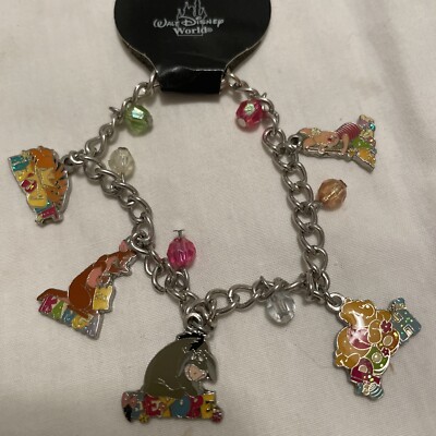 Vintage Walt Disney World Bracelet Winne The Pooh & Friends Charm Bracelet New-image
