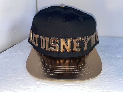Walt Disney World Parks Black & Gold Adjustable Snapback Cap Hat Adult Size-image