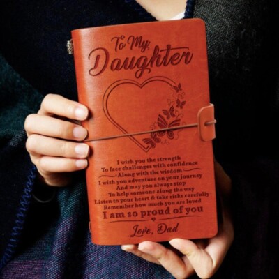 To My Daughter Leather Embossed Journal Gifts From Dad Notebook Handmade Gift-image