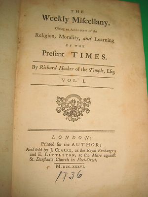RARE ANTIQUE ❤️ 1736  MOTHER HOOKER'S JOURNAL_WEBSTER_CHRISTIAN_ONLY 1 IN WORLD-image