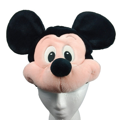 Walt Disney World Mickey Mouse Head Hat Plush Elastic Back Vintage Toddler Size-image