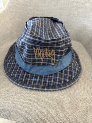 Mickey Mouse Walt Disney World Bucket Hat Blue Plaid Kids Youth Embroidered-image