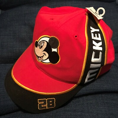 Red #28 Mickey Mouse Walt Disney World Baseball Cap Hat  NWT Adjustable-image