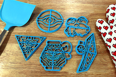 Yugioh Cookie cutters - Millennium Puzzle, Millennium Eye, Pot of Greed, Scapego-image