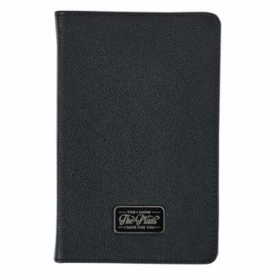 I Know the Plans Jeremiah 29:11 Bible Verse Black Full Grain Leather Journal Ins-image