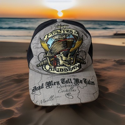 DISNEY PARKS PIRATES OF THE CARIBBEAN (DEAD MEN TELL NO TALES) GRAY & BLACK CAP.-image