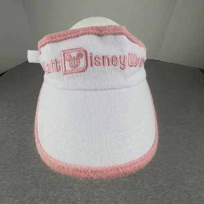 Walt Disney World Terry Cloth Adjustable Strap Visor Hat White Pink One Size-image