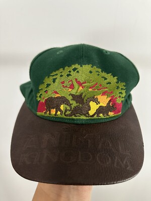RARE VTG 90s Animal Kingdom Walt Disney World Tree of Life Leather Bill Hat Cap-image