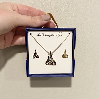 Walt Disney World 50th Anniversary Cinderella’s Castle Necklace Earrings Set-image