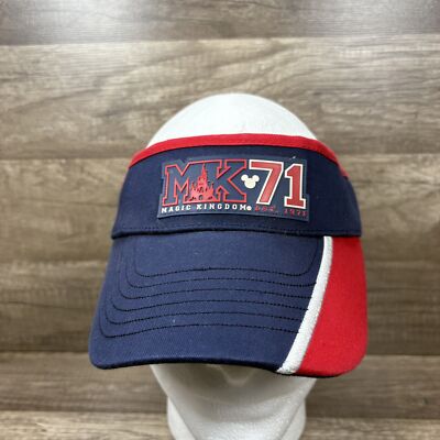 Magic Kingdom Visor Walt Disney World Cap Hat Blue Red White Adjustable-image
