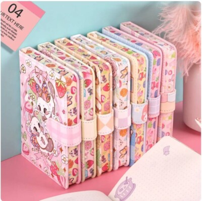 Cute Soft Leather Journal Notebook diary for children with Magnetic closure flap-image
