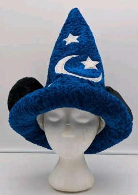 Vintage Walt Disney World Mickey Mouse Fantasia Blue Sorcerer Hat With Ears EUC-image